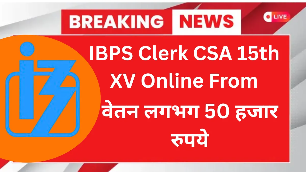 IBPS Clerk CSA 15th XV Online Form 2025 (10277 Post)